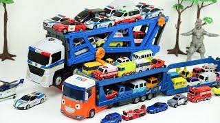 월드카 경찰 캐리어카와 타요 롱캐리어카 합동작전! Wolrd Car Police carrier truck with Tayo long carrier cars