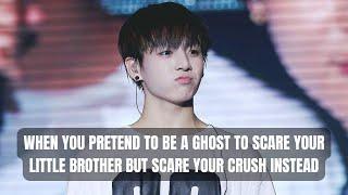 (REQUESTED) WHEN YOU PRETEND TO BE A GHOST TO SCARE YOUR LITTLE BROTHER BUT SCARE YOUR CRUSH INSTEAD