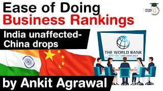 Ease of Doing Business ranking by World Bank - China's rank downgraded, India's rank unaffected