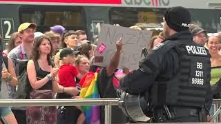 Linke gegen Rechte am Leipziger HBF - 17.8.24 - da Rechte gegen CSD demonstrieren wollten