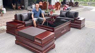 Bộ bàn ghế Sofa zito chân pháo tay cánh gà gỗ hương đá