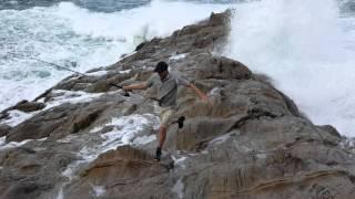 Freak Wave Catches Fisherman