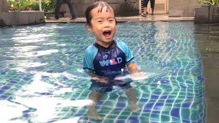 Selena tried to update her skill in baby’s pool. Baby swimming 22-09-2023.