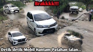 Brakk!! Akibat Salah Ambil Jalan, Mobil Mewah Hantam Patahan Jalan Batu Jomba!!