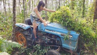 Genius girl repairs and maintains abandoned tractor trailer