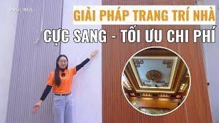 Tấm nhựa ốp tường nano kết hợp lam sóng ốp tường trang trí nội thất | Tấm ốp tường nano | Haroma