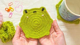 Cup holder FROG  crocheted from leftover yarn | For beginners