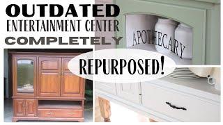 Entertainment Center Makeover ~ Furniture Repurpose ~ Furniture Makeover ~ DIY Buffet Idea