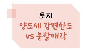 토지 양도소득세 감면 한도 vs 토지 분할매각