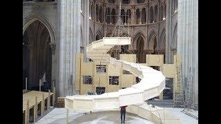 A wooden stage for Nabucco at the Lausanne Cathedral