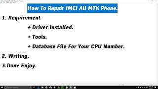 How To Repair IMEI All MTK Phone.