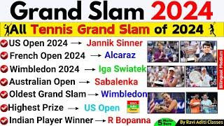 Grand Slam Tournament 2024 | Complete Winners List | ग्रैंड स्लैम 2024 | Sports current affairs 2024