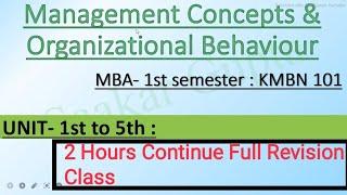 Management Concept And Organizational Behavior MBA 1st semester AKTU Unit 1st to 5th Full Revision