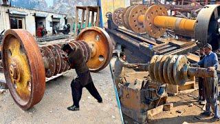 Extremely Heaviest Repair Of 8 Ton Heavy Crusher Machine On Lathe Machine In Engineering Workshop