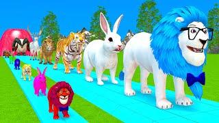 Paint Animals Duck,Tiger,Cow,Lion,Pig,Gorilla,Elephant,Dinosaur Fountain Crossing Animal Game Pi