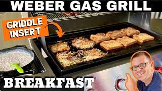 Huge Breakfast on a GAS GRILL?  WHAT?!  Big WEBER Griddle Insert Breakfast!