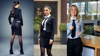 Stunning Women in Suits  Elegance in Skirt Suits, Pant Suits & Black Ties