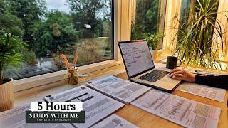 5 HOUR STUDY WITH ME  | Background noise, 10 min Break, No music, Study with Merve