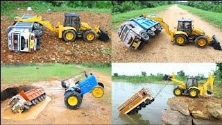 Accident Vehicles- Dumper Tipper Hyva Truck Pulling Out JCB Crane Tractor ? Cartoon kids Toys