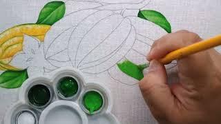 Carambola Pintura em Tecido Bruno Silva - Aula 507 - Aprenda como pintar carambolas