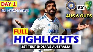 Highlights | India Vs Australia 1st Test Match Day 1 | Ind Vs Aus