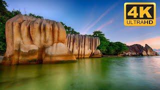 Anse Source d'Argent beach la digue island in the Seychelles 4K Ultra HD || Beach vacation