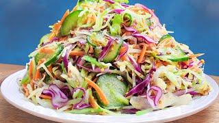 I eat this cabbage salad for dinner every day and lose belly fat fast!Cucumber recipe#yummy #cooking