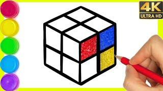 How to draw a Rubik Cube easy drawing for beginners || Rubik Cube Drawing step by step || By Arya.