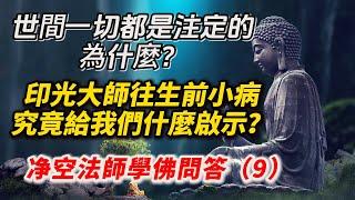 世間一切是否都是注定的，為什麼？印光大師大勢至菩薩的化身，往生前小病的示現，究竟給我們什麼啟示？可得為世間事，不可得為世間意，如何在投資股票中修清淨心？妓女和屠夫如何修菩薩道？净空法師學佛問答（9）