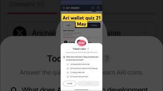 Ari wallet quiz 21 May | Ari wallet daily quiz today answer|Arichain Quiz Today 21 May