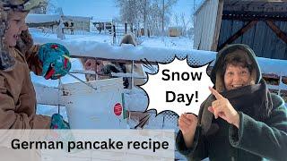 Snow Day! A Day in the life, Caramel Snow syrup and German pancakes recipe!!