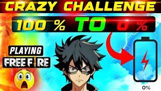 CRAZY CHALLENGE 100 TO 0 PERCENT BATTERY DRAIN TEST PLAYING - FREE FIRE  | MOTO G64 BATTERY TEST 