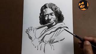 Kaji Nazrul Islam drawing with Ink