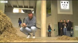 Artist Sven Sachsalber looks for needle in haystack