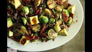 Brussels Sprouts with Bacon, Red Onion and Avocado