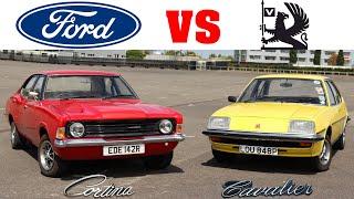 Ford Cortina Mk3 vs Vauxhall Cavalier Mk1 - 70s Saloons Shootout! (1977 1.6 L/1975 1.9 GL Road Test)