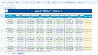 Weekly Roster Template in Google Sheet | Step by Step tutorial