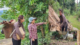 The girl was in despair when she saw her house destroyed. She was helped by a kind person.