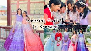 Indian girls wearing Korean clothes - Hanbok | Trying Hanbok in Korea | Indian in Korea