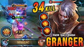 34 Kills + MANIAC!! Granger 100% BROKEN HERO!! - Build Top 1 Global Granger ~ MLBB