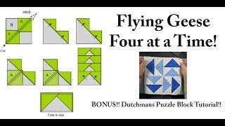 Flying Geese - Four at a Time - Bonus Block tutorial!!!