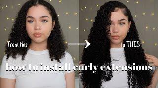 STEP BY STEP/How to install 3C4A water jerry curly clip-ins from Curlsqueen