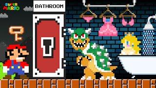 What happened to Mario and Peach in the bathroom?