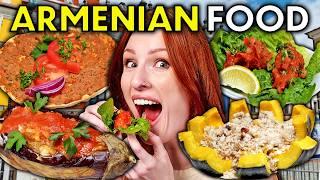 Americans Try Armenian Food For The First Time! (Lahmajun, Cig Kofte, Harissa) | People vs Food