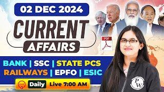 Current Affairs Today | 02 December Current Affairs 2024 | Daily Current Affairs by Sushmita Ma'am