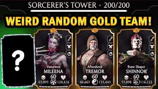 MK Mobile. Sorcerer's Tower Battle 200 with RANDOM Gold Team. A Good Diamond?