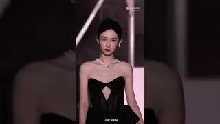 make way for the Queen Zhou Ye in black for Vogue Forces of Fashion catwalk