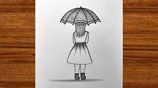 Girl Drawing / How to draw a umbrella girl drawing / Girl drawing for beginners step by step #girl