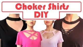 DIY Choker Shirts! 4 T-shirt Cutting Tutorials | No Sewing No Glue