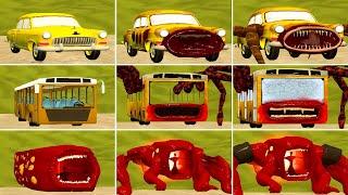 Evolution Of Eater Family: Car Eater Vs Bus Eater Vs Train Eater Vs Eye Tower Vs Scp-096 in GMod!?